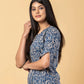 Jaitpuriya Women Blue And Beage Cotton Ragular Top