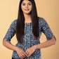 Jaitpuriya Women Blue And Beage Cotton Ragular Top