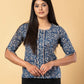 Jaitpuriya Women Blue And Beage Cotton Ragular Top