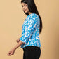 Jaitpuriya Women Turquoise Cotton Shrit Top