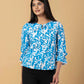 Jaitpuriya Women Turquoise Cotton Shrit Top
