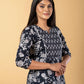 Jaitpuriya Women Black Cotton Cinched Waist Top