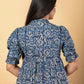 Jaitpuriya Women Blue And Beage Cotton Peplum Top
