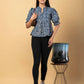 Jaitpuriya Women Blue And Beage Cotton Peplum Top