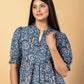 Jaitpuriya Women Blue And Beage Cotton Peplum Top