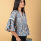Jaitpuriya Women Sky Blue Cotton Peplum Top