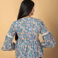 Jaitpuriya Women Sky Blue Cotton Peplum Top