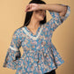 Jaitpuriya Women Sky Blue Cotton Peplum Top