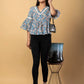 Jaitpuriya Women Sky Blue Cotton Peplum Top