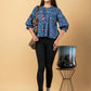 Jaitpuriya Women Teal Blue Cotton Cinched Waist Top