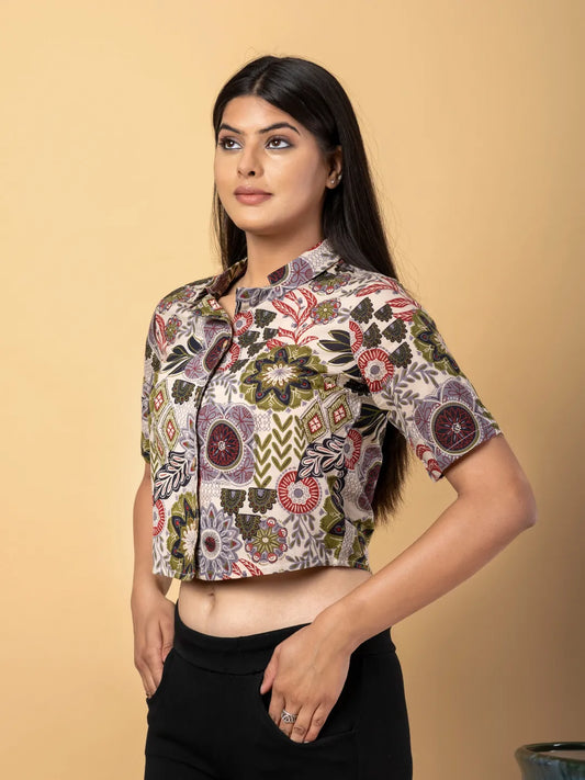 Jaitpuriya Women Multi Cotton Crop Top