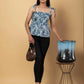 Jaitpuriya Women Teal Blue And White Cotton Peplum Top