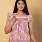 Jaitpuriya Women Baby Pink Cotton Peplum Top
