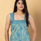 Jaitpuriya Women Teal Blue Cotton Styled Back Top