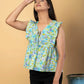 Jaitpuriya Women Sea Green Cotton Empire Top