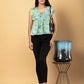 Jaitpuriya Women Sea Green Cotton Empire Top