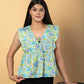 Jaitpuriya Women Sea Green Cotton Empire Top