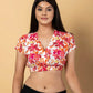Jaitpuriya Women White And Peach Cotton Crop Top