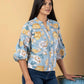Jaitpuriya Women Sky Blue Cotton Ragular Top