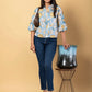 Jaitpuriya Women Sky Blue Cotton Ragular Top