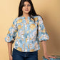 Jaitpuriya Women Sky Blue Cotton Ragular Top