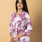 Jaitpuriya Women Mauve And White Cotton Peplum Top