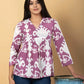 Jaitpuriya Women Mauve And White Cotton Peplum Top