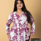 Jaitpuriya Women Mauve And White Cotton Peplum Top