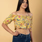 Jaitpuriya Women Mustard Cotton Bardot Top
