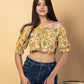 Jaitpuriya Women Mustard Cotton Bardot Top