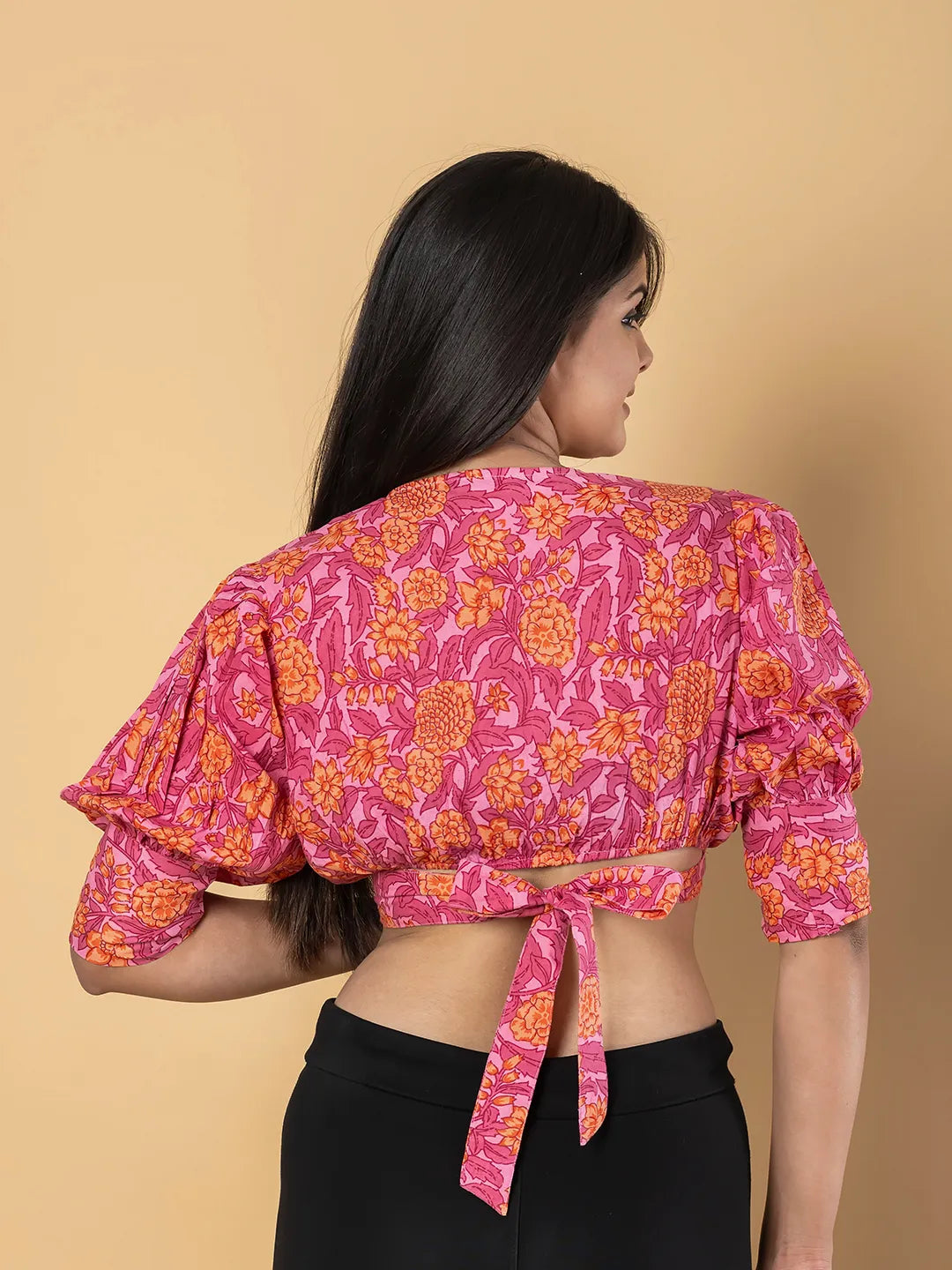 Jaitpuriya Women Pink Cotton Crop Top