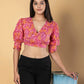 Jaitpuriya Women Pink Cotton Crop Top