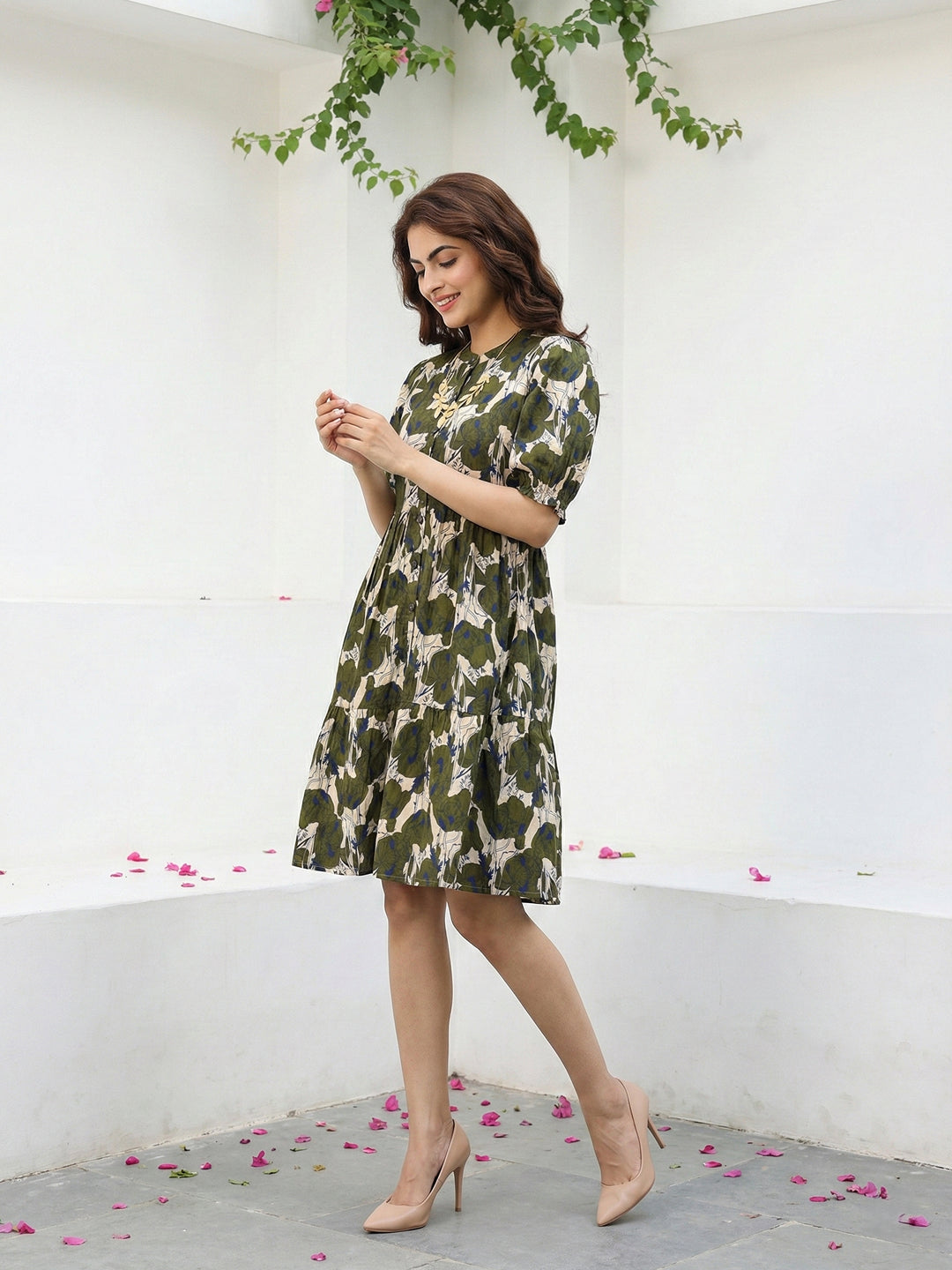Jaitpuriya Purple And Beige Pure Cotton Fit & flare Side Tape Dresses