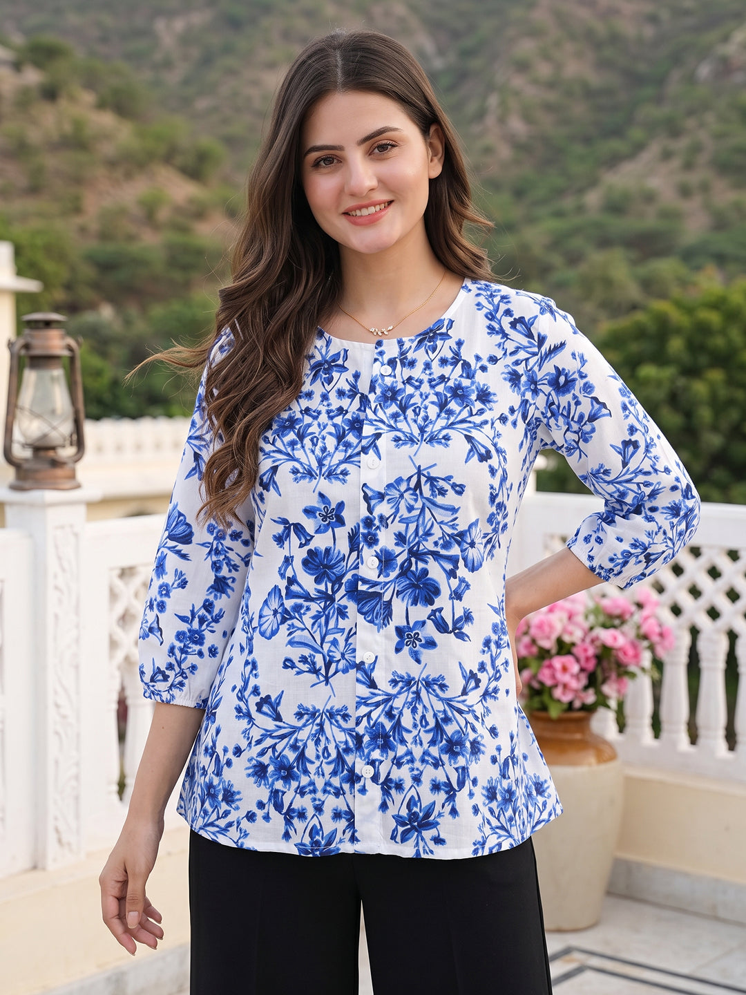 Blue Pure Cotton Shrit Top